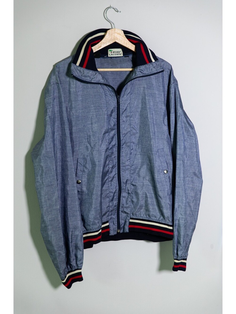 Izod Lacoste 80s Vintage Air Force Blue Windbreaker Jacket - Men's XL